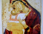 Kritski majstor: Bogorodica sa Hristom (Pelagonska) XVI v, tempera na dasci, 56 X 43 X 2 cm